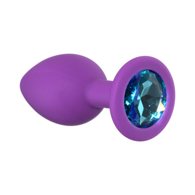 Lola Games Emotions Cutie Small фиолетовая силиконовая анальная пробка со стразом, 7х2.7 см (голубой) 