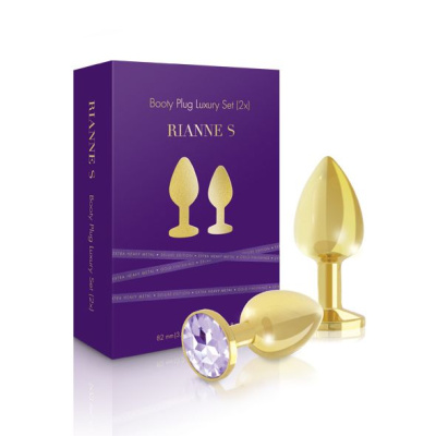 Rianne S Booty Plug Original Luxury Set 2x набор из 2 металлических аналных пробок с кристаллами, диаметр 3 и 3.5 см 