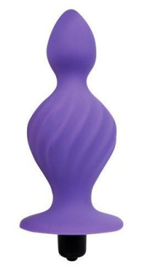 Двухуровневая анальная втулка с рельефной поверхностью и вибрацией, 10 см (фиолетовый) 