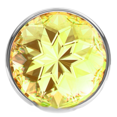Lola  Diamond Clear Sparkle Large - Металлическая анальная пробка, 8 см (жёлтый) 