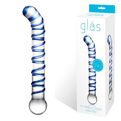 Glas G-Spot Glass Dildo - изогнутый стеклянный фаллоимитатор, 17х3.2 см