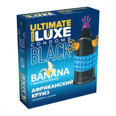 Luxe Black Ultimate Африканский Круиз стимулирующий презерватив с усиками с ароматом банана, 1 шт