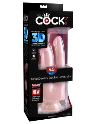 Pipedream King Cock Plus Double Penetrator двойной анально-вагинальный фаллоимитатор реалистик, 24х3.8 см (телесный)
