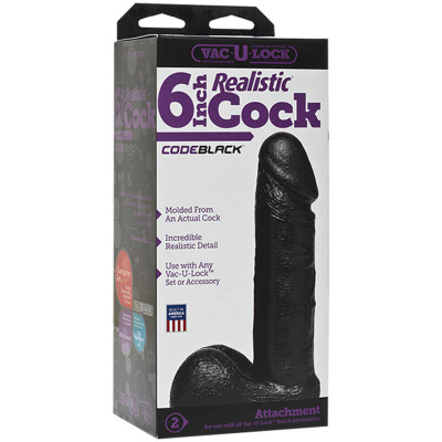 Doc Johnson 6 inch Realistic Cock - Фаллоимитатор черный, 16х4,3 см