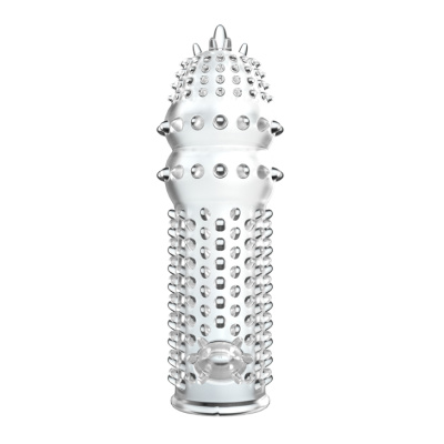 Baile Penis Sleeve - прозрачная насадка на пенис с шипами и стимулятором клитора, 14.2 см (прозрачный) 