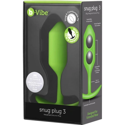 B-vibe Snug Plug 3 - Профессиональная пробка для ношения, 12х3.8 см (лайм) 