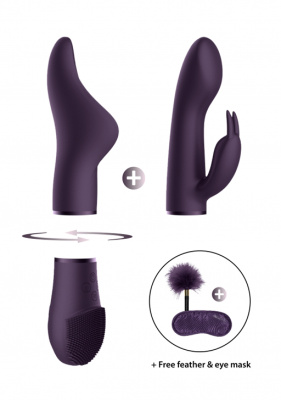 Набор Switch Pleasure Kit #1 набор из универсальной базы, двух взаимозаменяемых насадок, маски для глаз и пуховки, (фиолетовый) 