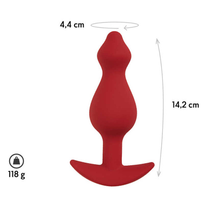 Le Frivole Libra - Бордовая анальная пробка размера L, 14.2х4.4 см 
