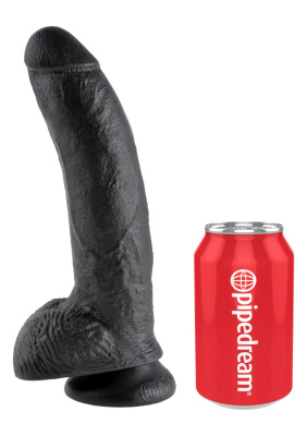 PipeDream King Cock - Реалистичный фаллоимитатор с мошонкой на присоске, 23х5 см (чёрный)