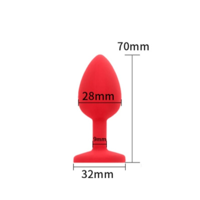 4sexdream силиконовая красная анальная пробка с кристаллом, 7х2.8 см (красный) 
