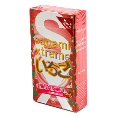 Sagami Xtreme Strawberry - Презервативы с ароматом клубники, 10 шт в уп