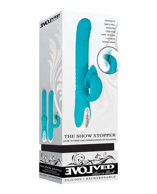 Evolved The Show Stopper - Вибромассажер-кролик, 23,5х4.3 см (голубой)
