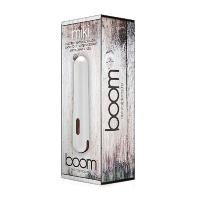 BOOM Miki - Элегантный вибратор со вставками под дерево, 16.2х3.7 см (белый)