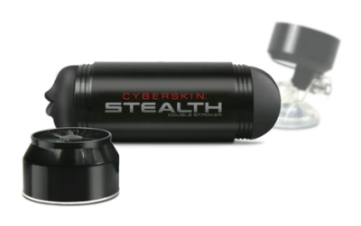 CyberSkin® Stealth Double Stroker - Супер-мастурбатор на присоске ротик+попка (чёрный)