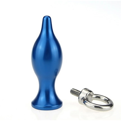 4sexdream синяя металлическая анальная пробка с кольцом, 7х2.6 см 