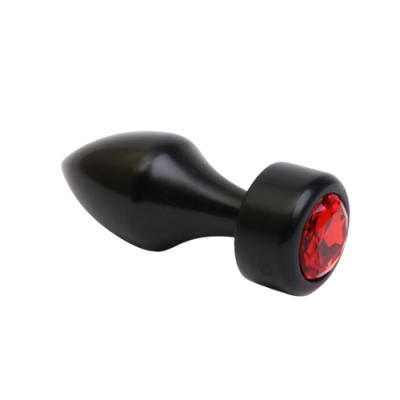 4sexdream чёрная металлическая анальная пробка со стразом в основании, 7.8х2.9 см (красный) 