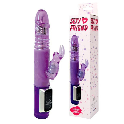 Sexy Friend - вибратор кролик с ротацией, 24х3.8 см (фиолетовый)