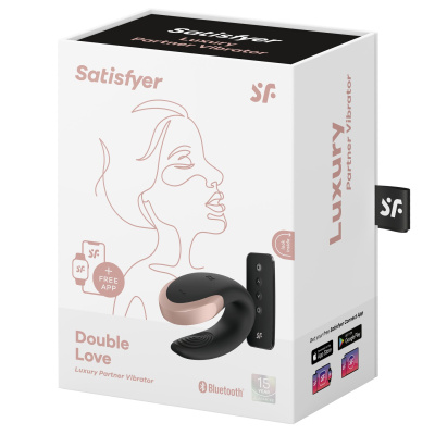 Satisfyer Double Love - вибратор для пар с возможностью управления через пульт и приложение, 8.6х5.7 см. (черный) 