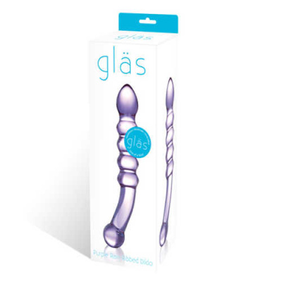 Glas Purple Rain - Двусторонний стеклянный фаллоимитатор, 22х3.5 см