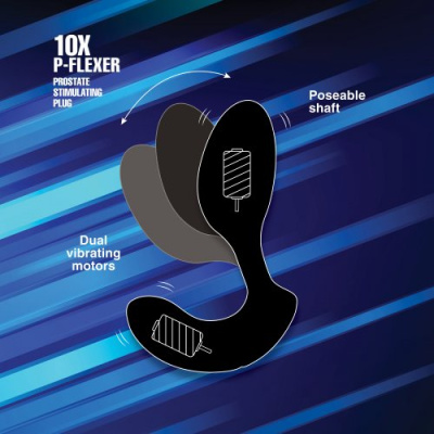 10X P-Flexer Prostate Stimulating Anal Butt Plug - анальный стимулятор, 13.7х3.8 см (чёрный) 