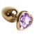 4sexdream золотистая анальная пробка с кристаллом в форме сердца, размер S 7.5х2.8 см (сиреневый) 