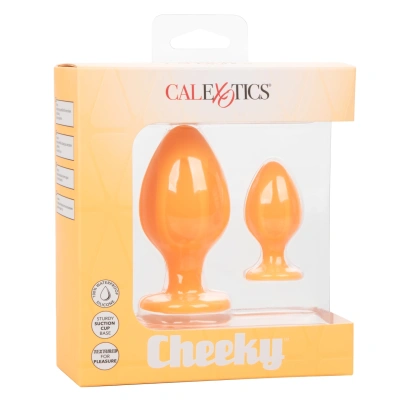 CalExotics Cheeky набор из двух анальных пробок, 9х5 см и 5х3.25 см (желтый) 