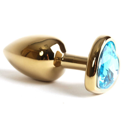 Luxurious Tail - Анальная пробочка с камнем в виде сердечка, 7.5 см (голубой) 