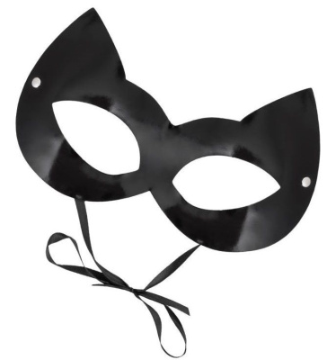Штучки-дрючки - лакированная маска кошечки, чёрная (OS)