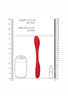 Shots Flex - Двухсторонний вибратор, 21,5х3,4 см (красный)