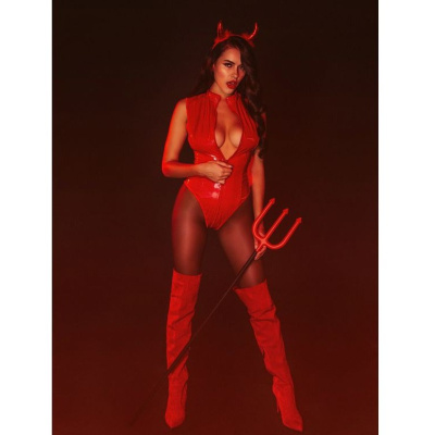 Devil & Angel - Сексуальное лакированное боди, L (красный)