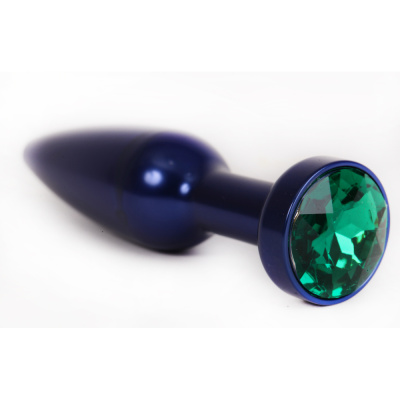 4sexdream синяя металлическая анальная пробка с кристаллом в основании, 11.2х2.9 см (зеленый) 