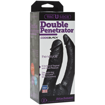 Двойной черный фаллоимитатор 16 см Double Penetrator