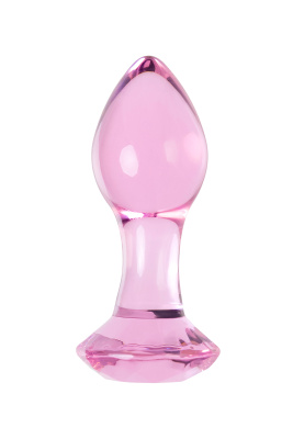 Sexus Glass - Стеклянная анальная втулка, 8.5х3.2 см (розовая) 