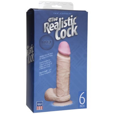 Doc Johnson The Realistic Cock Ultra Skin 6 - Крутой реалистичный фаллоимитатор, 17.3х4.3 см (телесный)