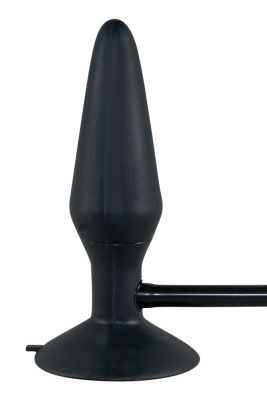 Втулка анальная с грушей Silikon Pump Plug, 15 см (чёрный) 