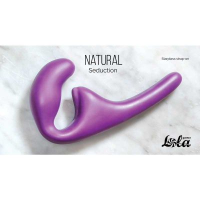Lola Games Natural Seduction - Силиконовый безремневой страпон, 20.5х2.5 см (фиолетовый)