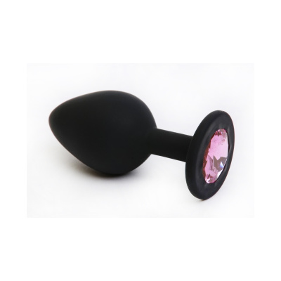 4sexdream силиконовая чёрная анальная пробка с кристаллом, 7х2.8 см (розовый) 