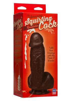 Doc Johnson The Amazing Squirting Realistic Cock - Фаллоимитатор с эякуляцией, 13.3х5см (коричневый)