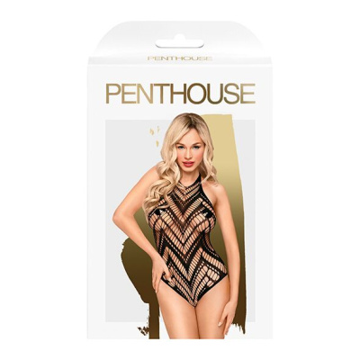 Penthouse Go Hotter - сеточное боди с геометрическим узором, XL (чёрный)