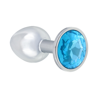 Lola Games Diamond Light blue Sparkle Small металлическая анальная пробка с кристаллом, 7х2.8 см (голубой) 