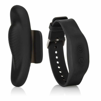 Lock-N-Play Wristband Remote Panty Teaser - Клиторальный стимулятор с дистанционным управлением, 9.5х2.5 см (чёрный)  