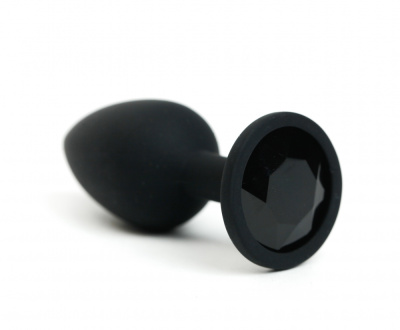 4sexdream чёрная силиконовая анальная пробка с кристаллом, 7х2,8 см (чёрный) 