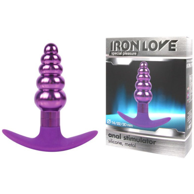Анальная втулка с рельефом Iron Love, 9.6 см (фиолетовый) 