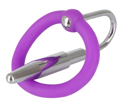 Penis Plug - Уретральный стимулятор с силиконовым кольцом под головку, 6,2 см (серебристый)