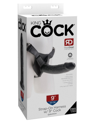 Pipedream King Cock Strap-on Harness 9" - страпон со съемной насадкой, 23х5.3 см (черный)