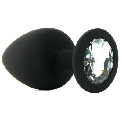 Ouch! Diamond Butt Plug (Extra Large) анальная пробка с кристаллом, 9.3х4.2 см (чёрный)  