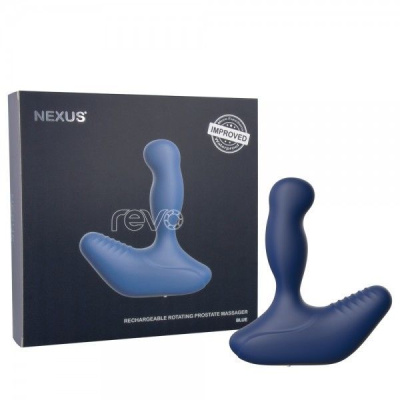 Массажер простаты с вращающейся головкой и вибрацией Nexus Revo, 10 см (синий) 