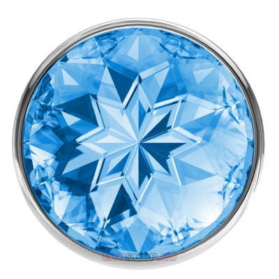 Анальная пробка из металла Diamond Sparkle Small, 7 см (голубой) 