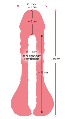 2 в 1: Мастурбатор +насадка-увеличитель для пениса, 21 см (телесный)