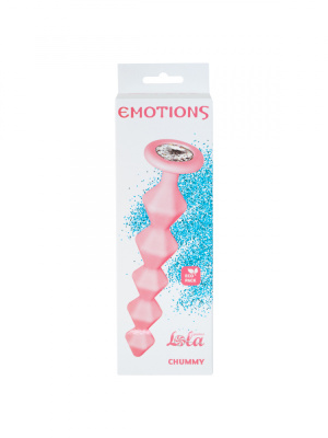 Lola Games Emotions Chummy Pink силиконовая анальная цепочка с стразом в основании, 16х3.5 см (розовый)